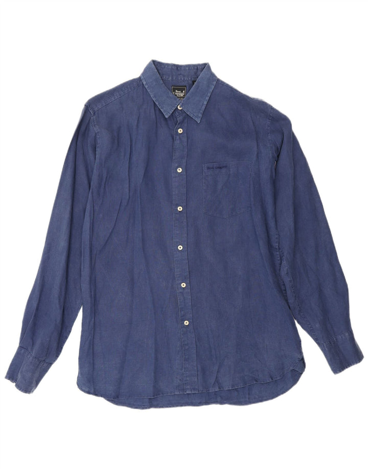 Camisa masculina Best Company média azul marinho linho