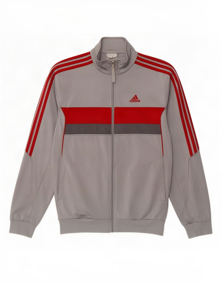 Adidas Mens Tracksuit Top Jacket UK 36/38 Pequeno Cinza Colorblock Poliéster