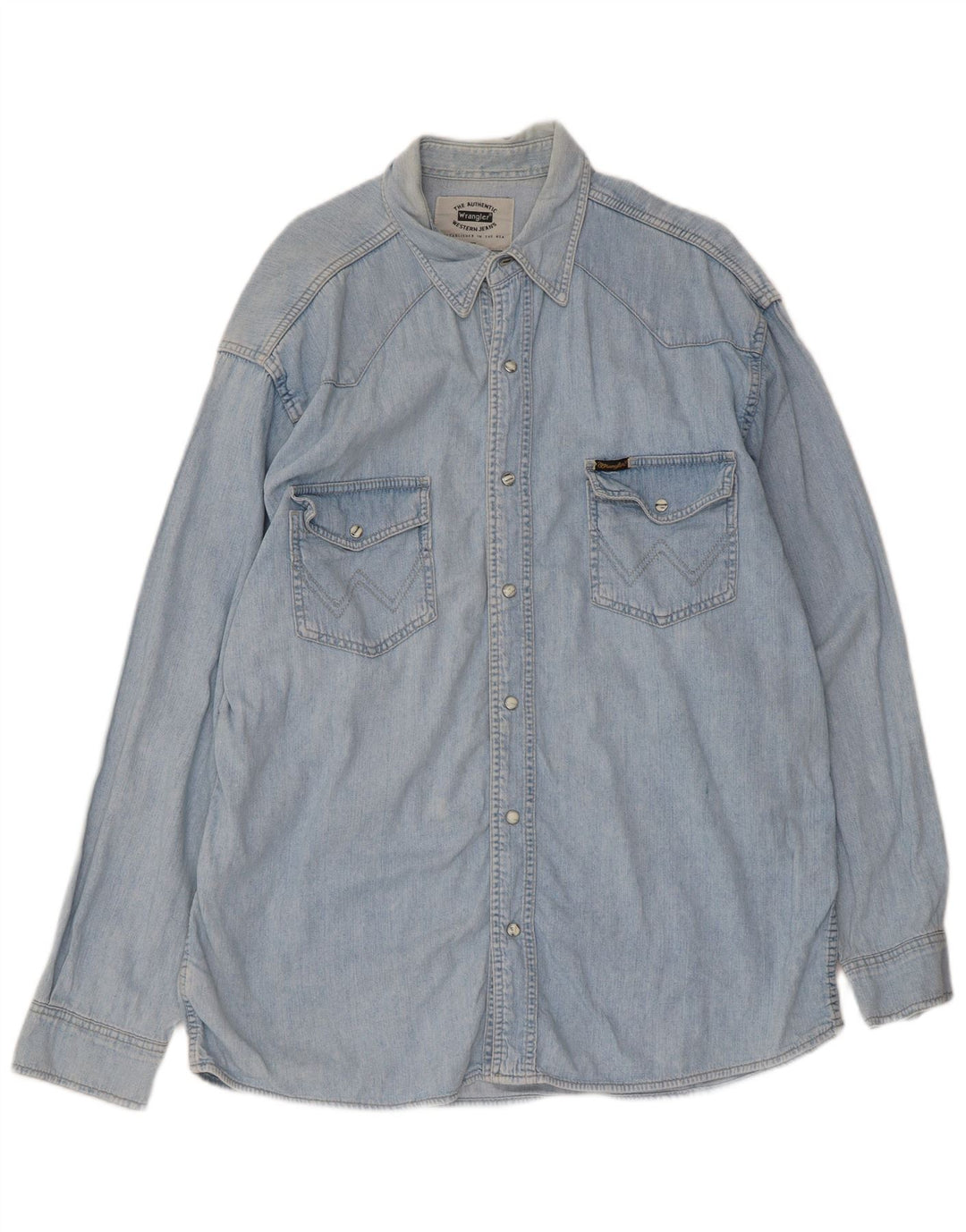 Camisa jeans masculina Wrangler XL azul algodão