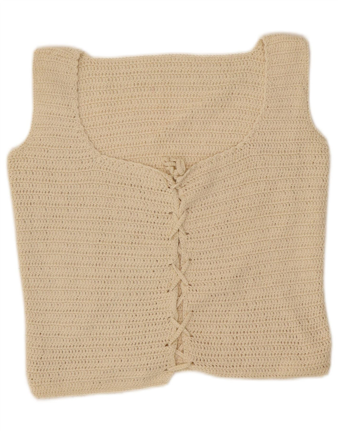 Top curto feminino vintage UK 10 pequeno branco
