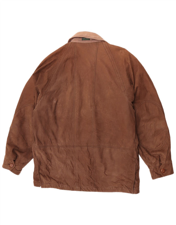 Jaqueta masculina de couro robusto Henry Cottons IT 50 grande couro marrom