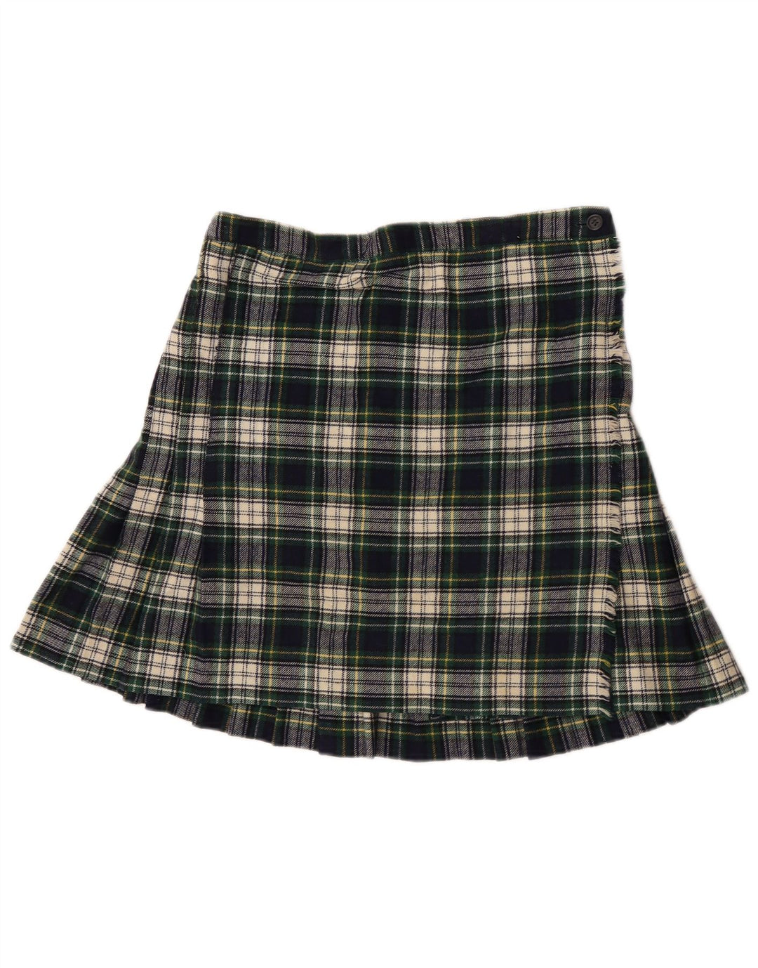 Mini saia envoltória feminina vintage W28 xadrez verde médio