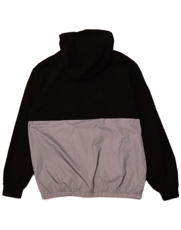 Jaqueta masculina FILA com capuz e zíper e gola alta, grande bloco colorido preto