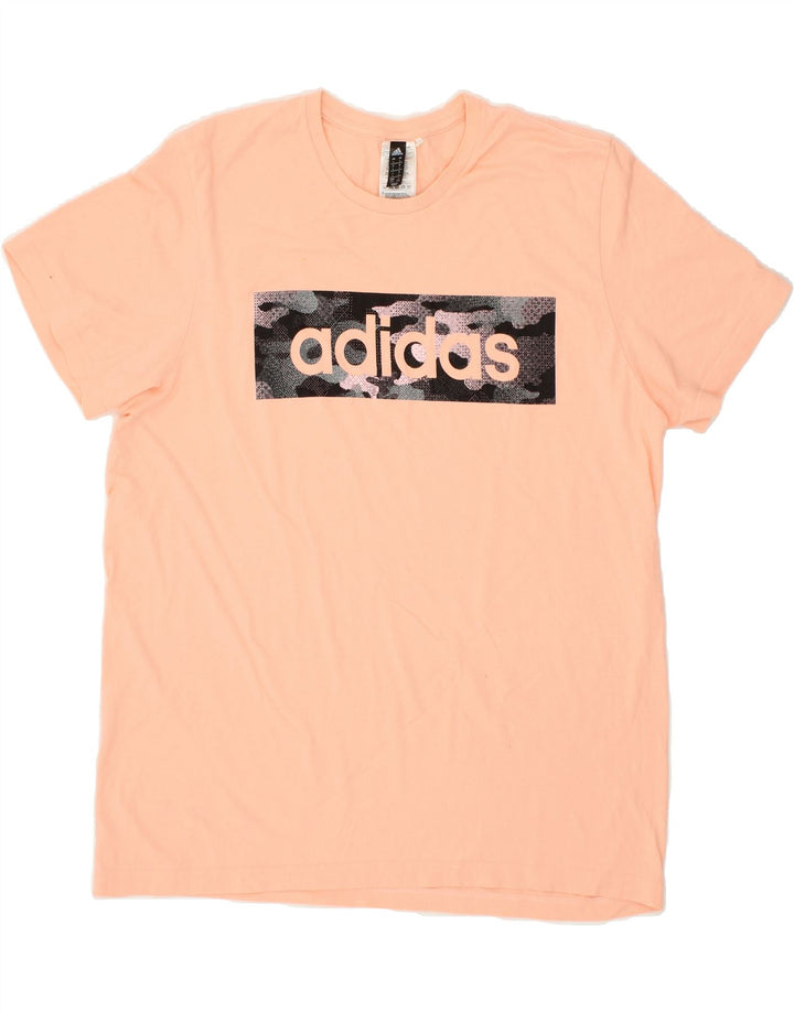 ADIDAS Mens Graphic T-Shirt Top Large Pink Cotton Vintage Adidas and Second-Hand Adidas from Messina Hembry 