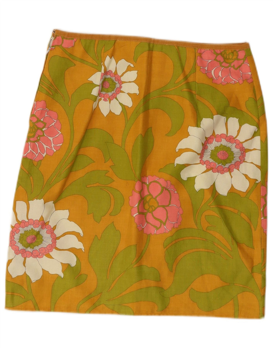 Saia lápis feminina vintage W28 média floral multicolorida