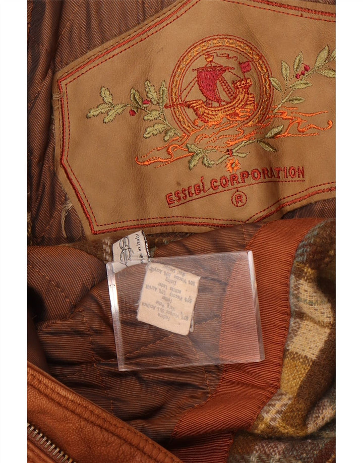 Jaqueta de couro masculina Essebi UK 40 grande couro marrom