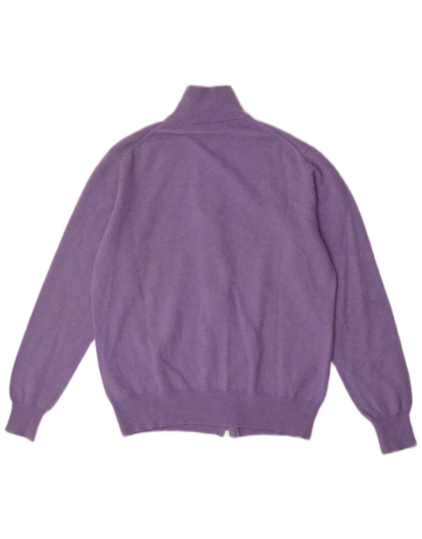Suéter cardigã masculino Fred Perry de lã roxa pequena