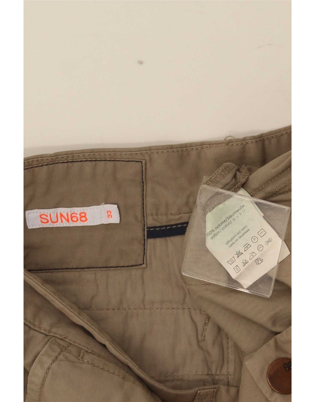 Sun68 Shorts Chino Masculino Regular W33 Algodão Floral Bege Médio