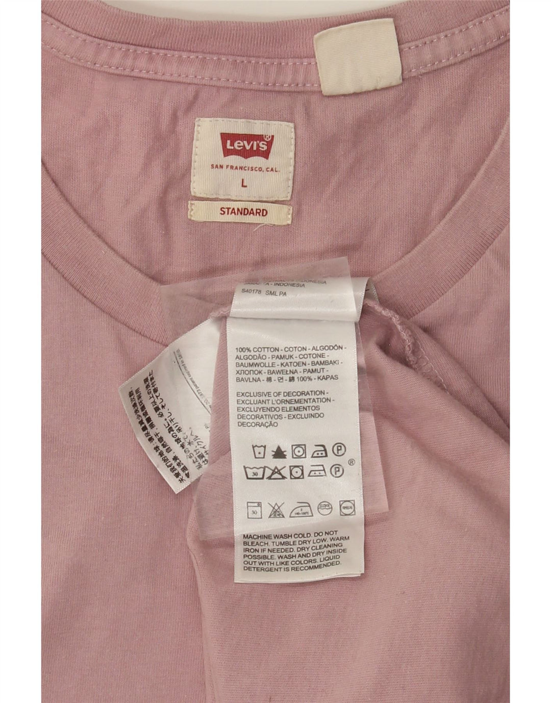 Camiseta masculina padrão LEVI'S grande algodão rosa
