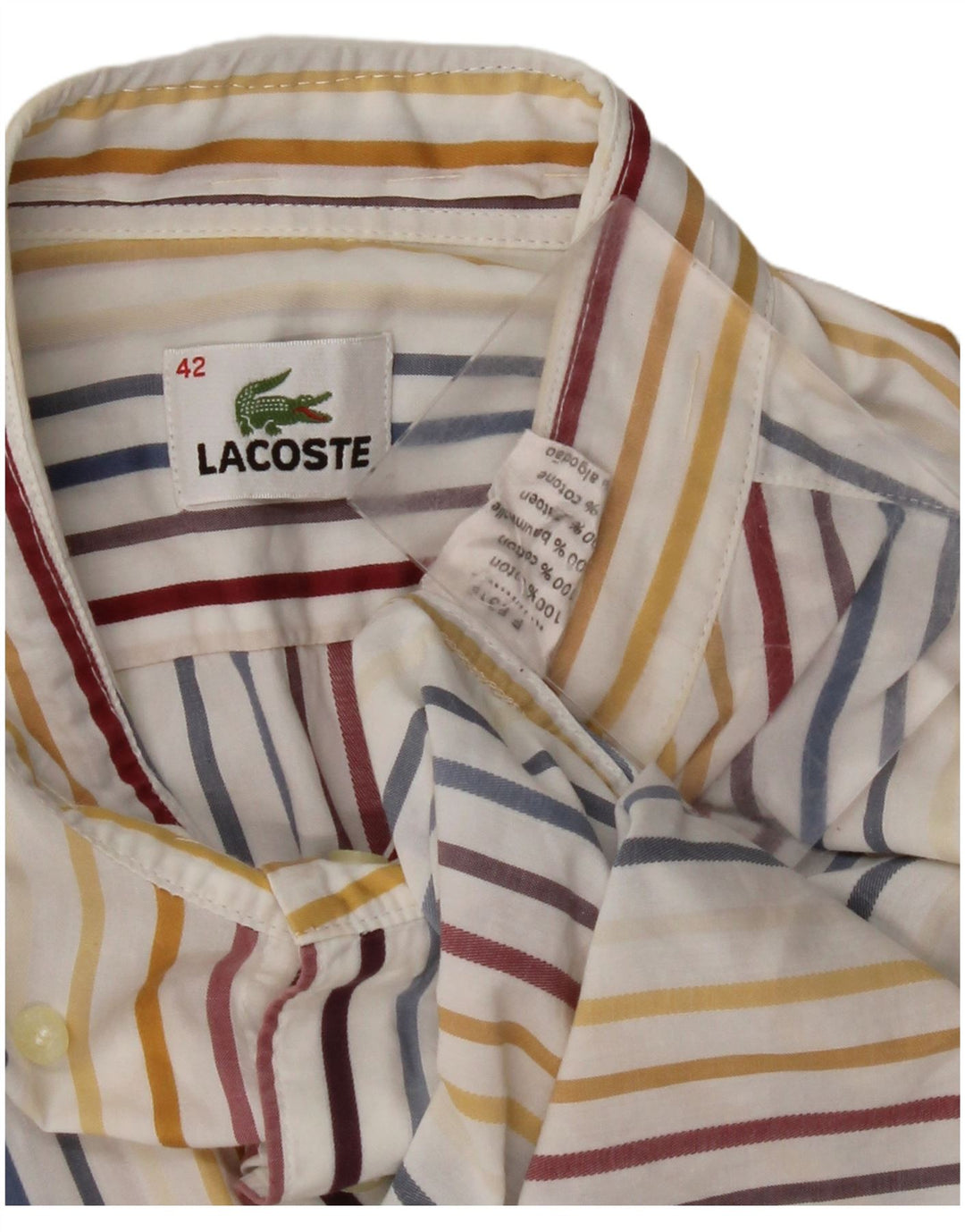 Camisa masculina LACOSTE tamanho 42 grande algodão listrado multicolorido