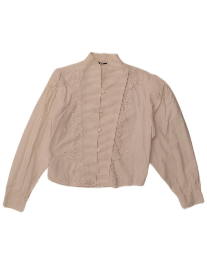 Enara Camice blusa feminina cropped Reino Unido 14 algodão branco médio