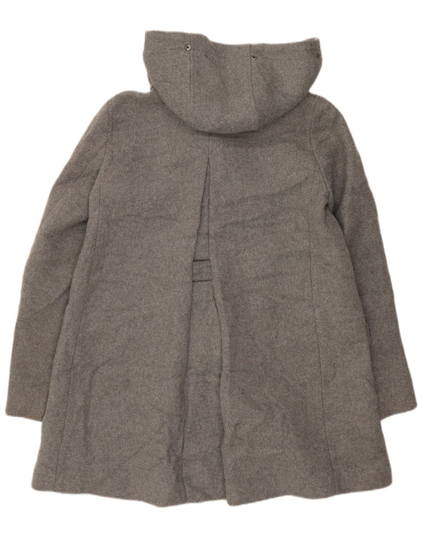 Casaco feminino Zara com capuz duplo e peito duplo UK 10 pequeno cinza
