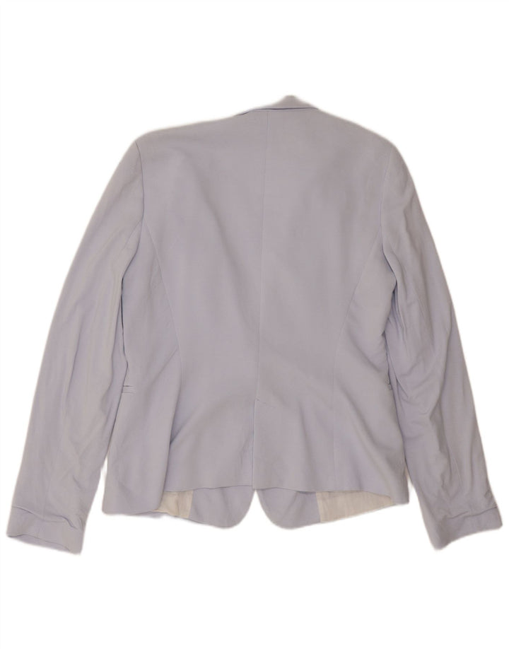 Jaqueta blazer feminina Zara com 1 botão Reino Unido 14 grande azul viscose