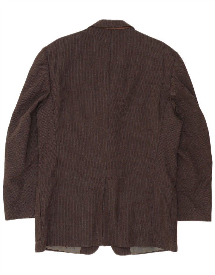 Jaqueta Blazer Masculina Trussardi com 3 Botões IT 50 Grande Acetato Marrom Riscas