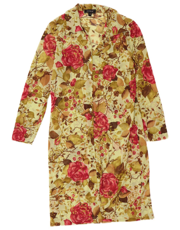 Vestido camisa feminino de manga comprida Kookai tamanho 1 pequeno verde floral boêmio