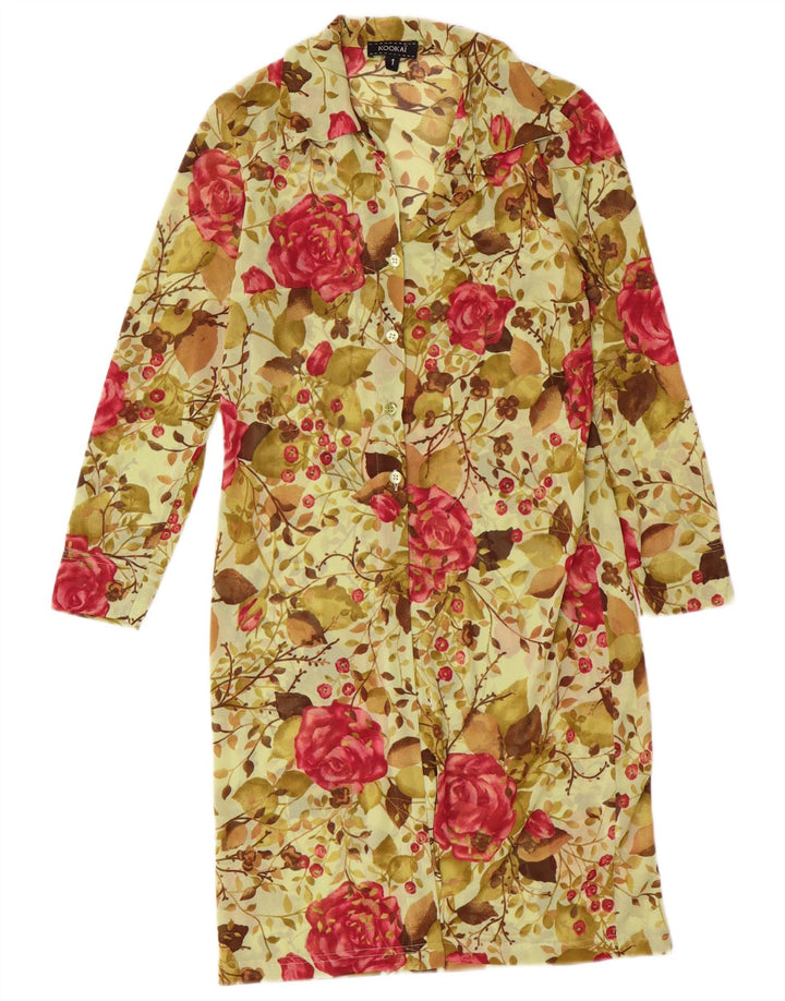 Vestido camisa feminino de manga comprida Kookai tamanho 1 pequeno verde floral boêmio