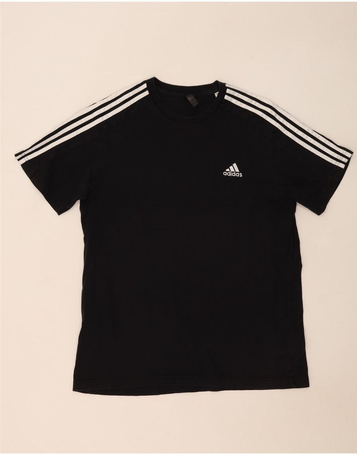 Adidas Mens Camiseta Top Grande Algodão Preto