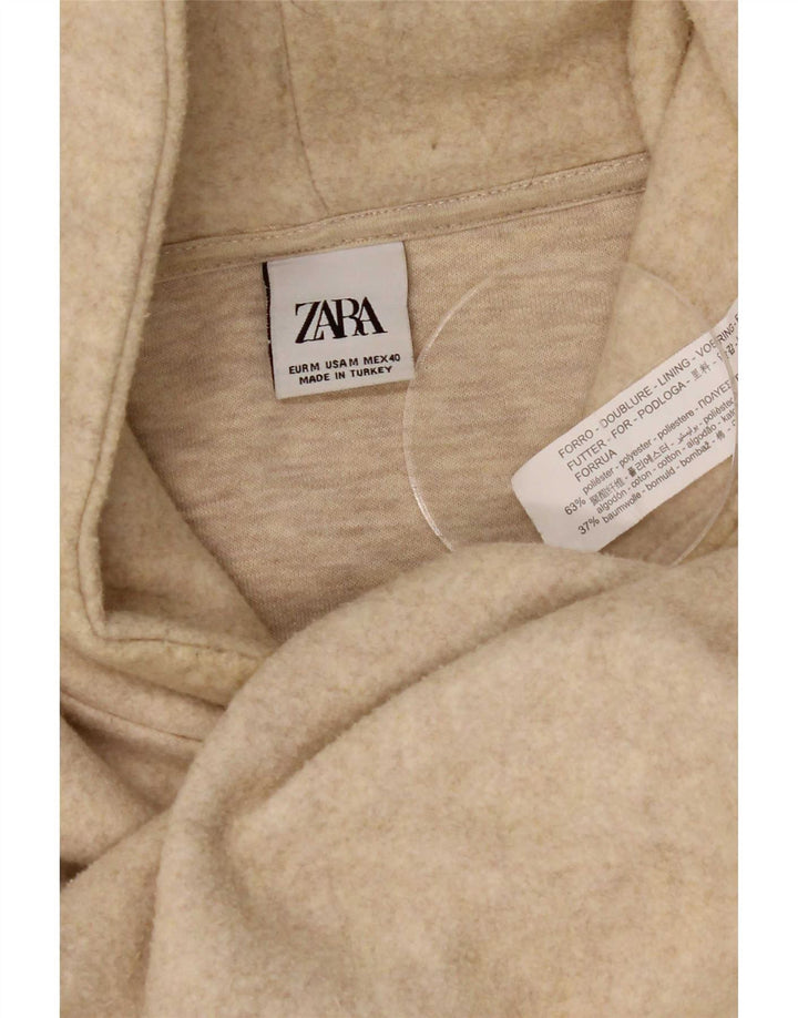 Zara Mens Hoodie Jumper Médio Poliéster Bege