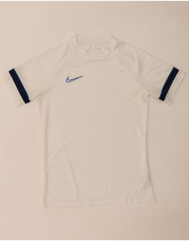 Camiseta masculina NIKE Dri Fit Top médio branco colorblock poliéster