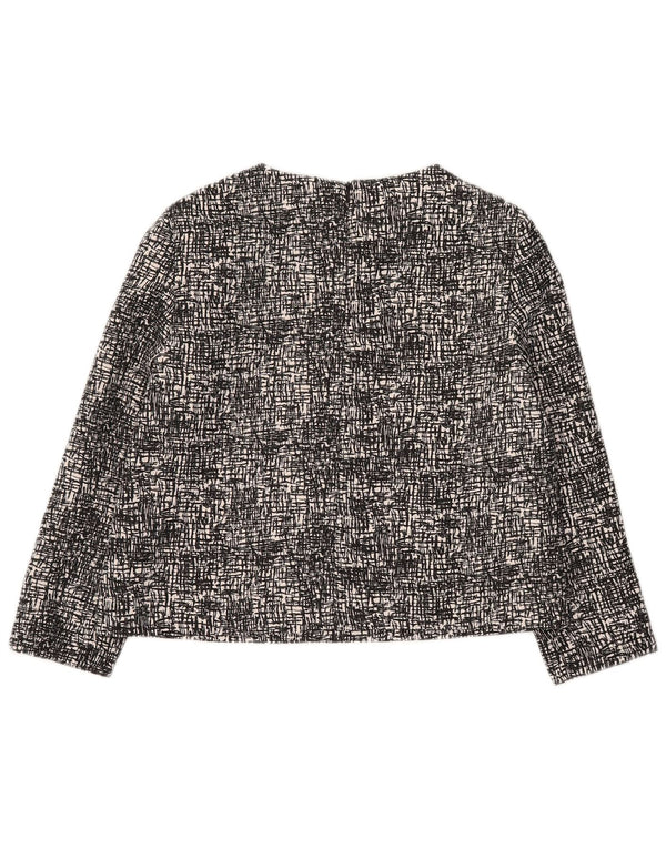 Zara blusa feminina manga 3/4 top UK 14 poliéster preto médio manchado