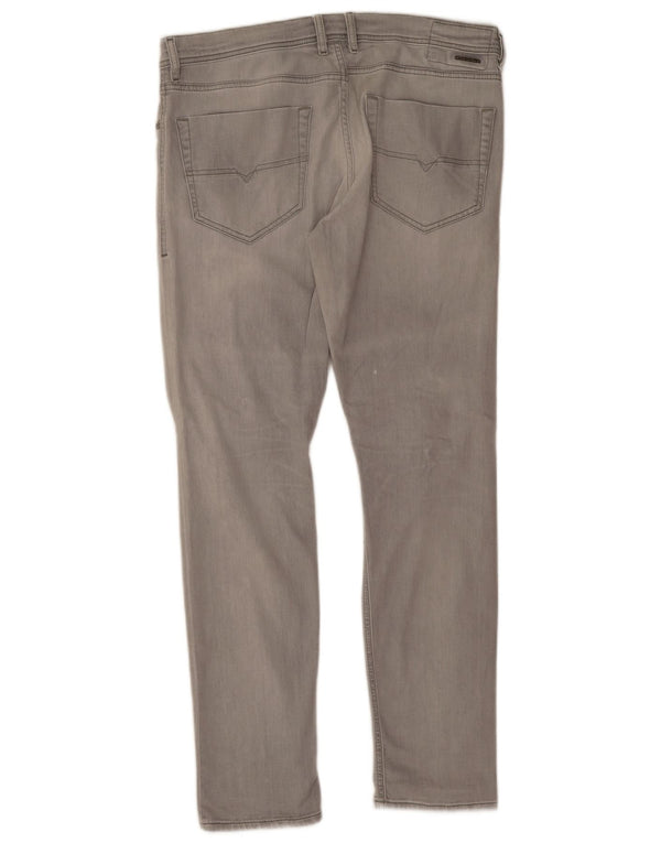 Diesel Mens Tepphar Distressed Carrot Slim Jeans W36 L32 Algodão Cinza