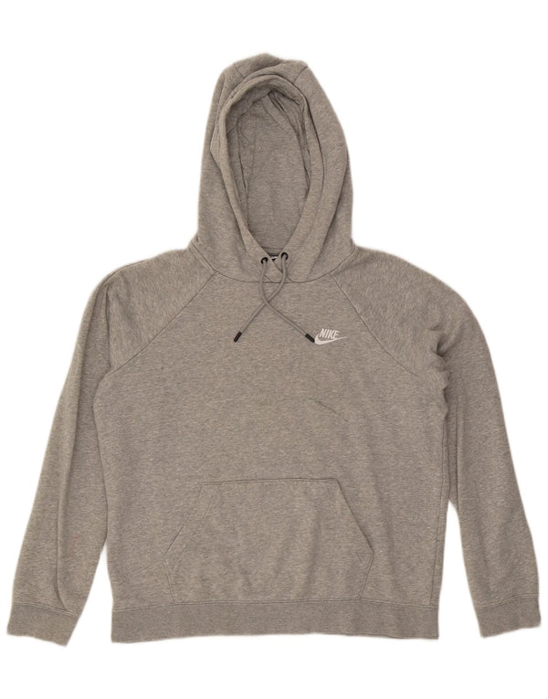 Jumper com capuz feminino Nike UK 14 algodão manchado cinza médio