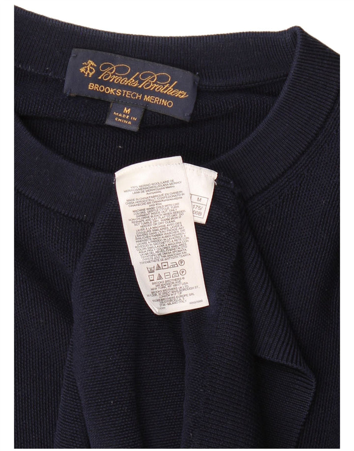 Suéter masculino BROOKS BROTHERS com gola redonda, lã Merino azul marinho médio