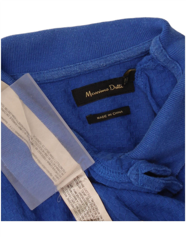 Camisa polo masculina Massimo Dutti grande algodão azul