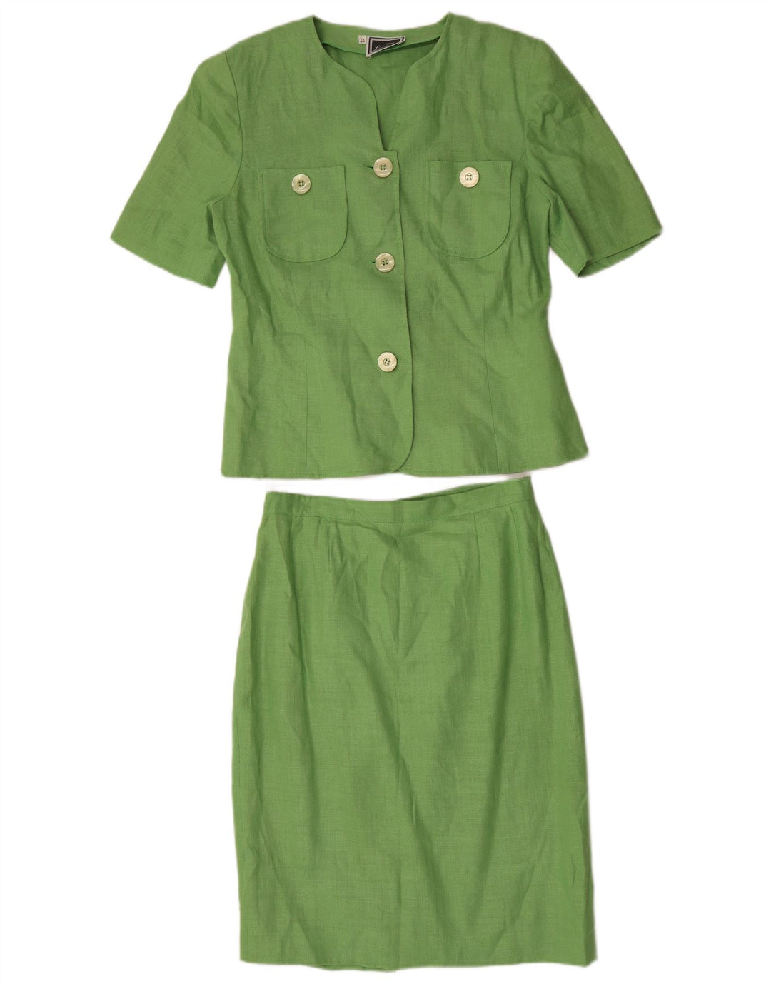 Conjunto de saia feminina Luisa Spagnoli com 3 botões e 2 peças IT 44 médio W30 verde