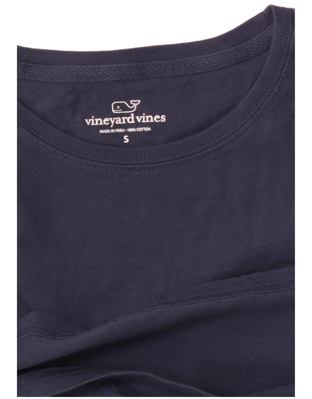 VINEYARD VINES Top gráfico masculino manga comprida pequeno algodão azul marinho