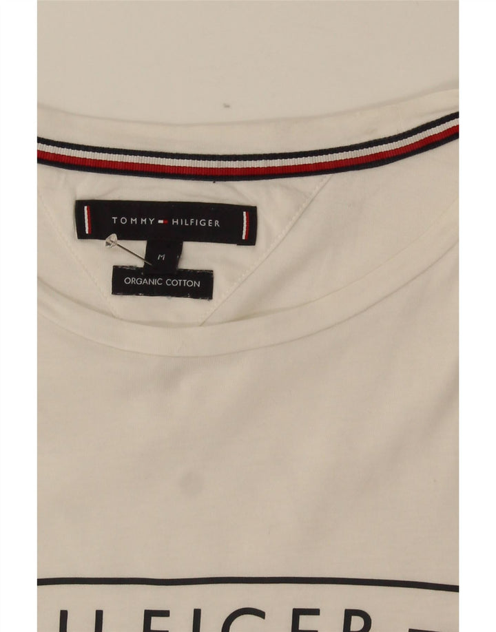 Tommy Hilfiger Camiseta masculina gráfica Top médio algodão branco