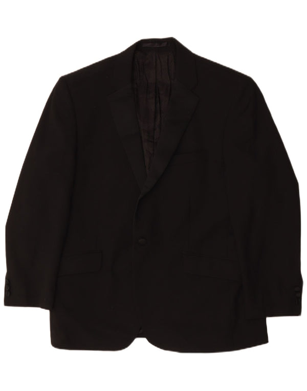 Jaqueta blazer masculina Marks & Spencer curta de 2 botões Reino Unido 44 2XL poliéster preto