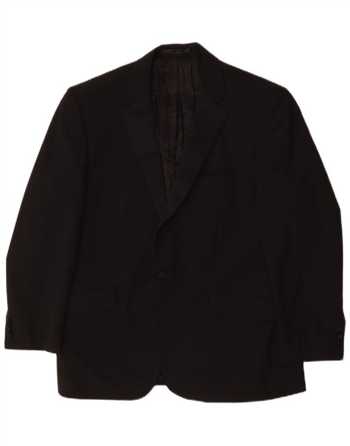 Jaqueta blazer masculina Marks & Spencer curta de 2 botões Reino Unido 44 2XL poliéster preto