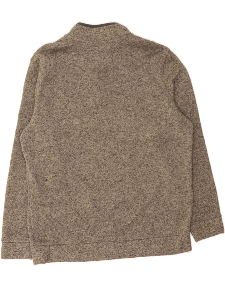 EDDIE BAUER Mens Button Neck Sweatshirt Jumper XL Grey Flecked Polyester Vintage Eddie Bauer and Second-Hand Eddie Bauer from Messina Hembry 
