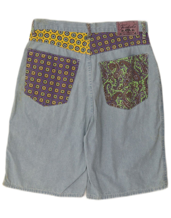 Bermuda masculina Fordocks IT 46 pequena W30 azul patchwork algodão