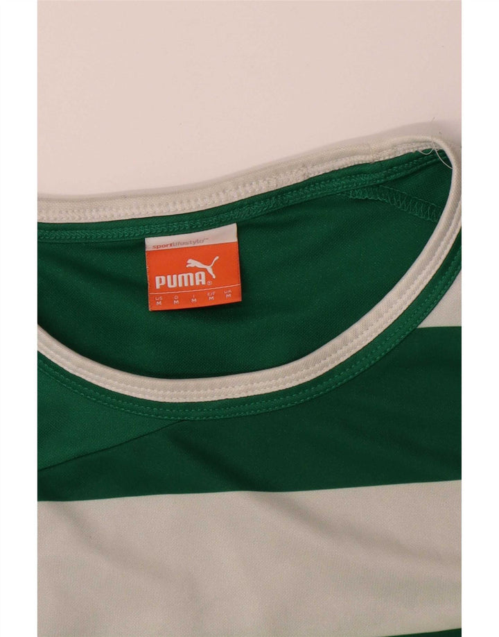 Puma Mens Top Manga Longa Médio Poliéster Listrado Verde