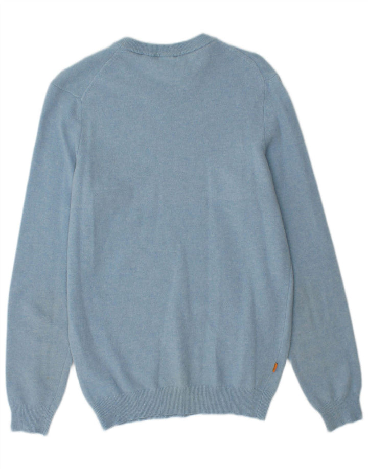 Suéter masculino TIMBERLAND com gola redonda, lã merino azul pequena