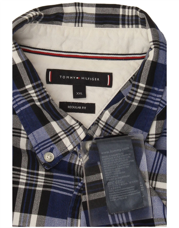 Camisa masculina Tommy Hilfiger Regular Fit 2XL algodão xadrez azul