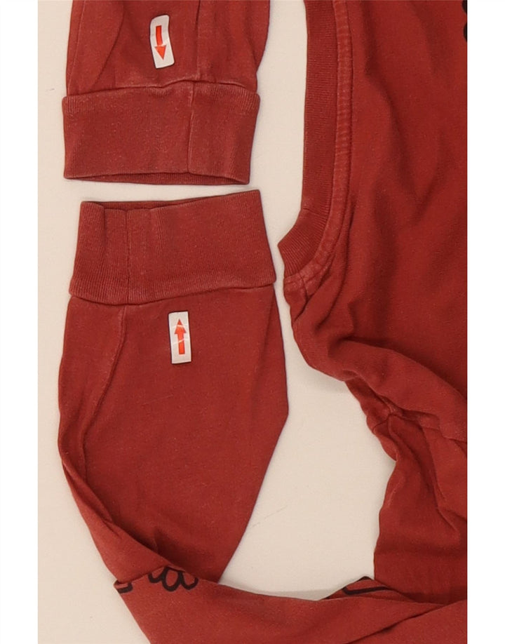 Vans Mens Graphic Top Manga Longa Grande Algodão Vermelho