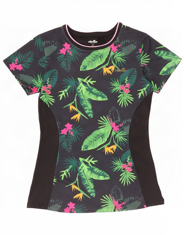 Camiseta feminina Ellesse com estampa gráfica UK 12 poliéster floral preto médio