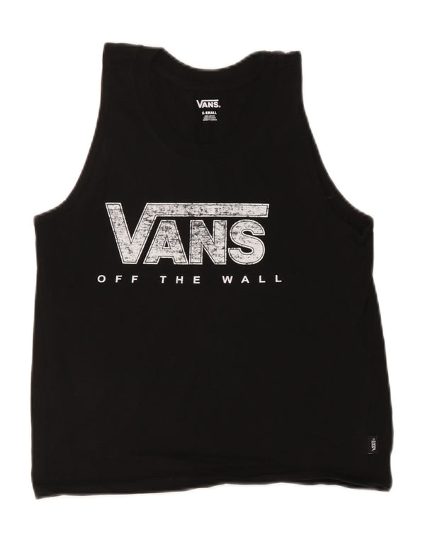 Vans Womens Loose Fit Graphic Vest Top UK 6 XS Algodão Preto
