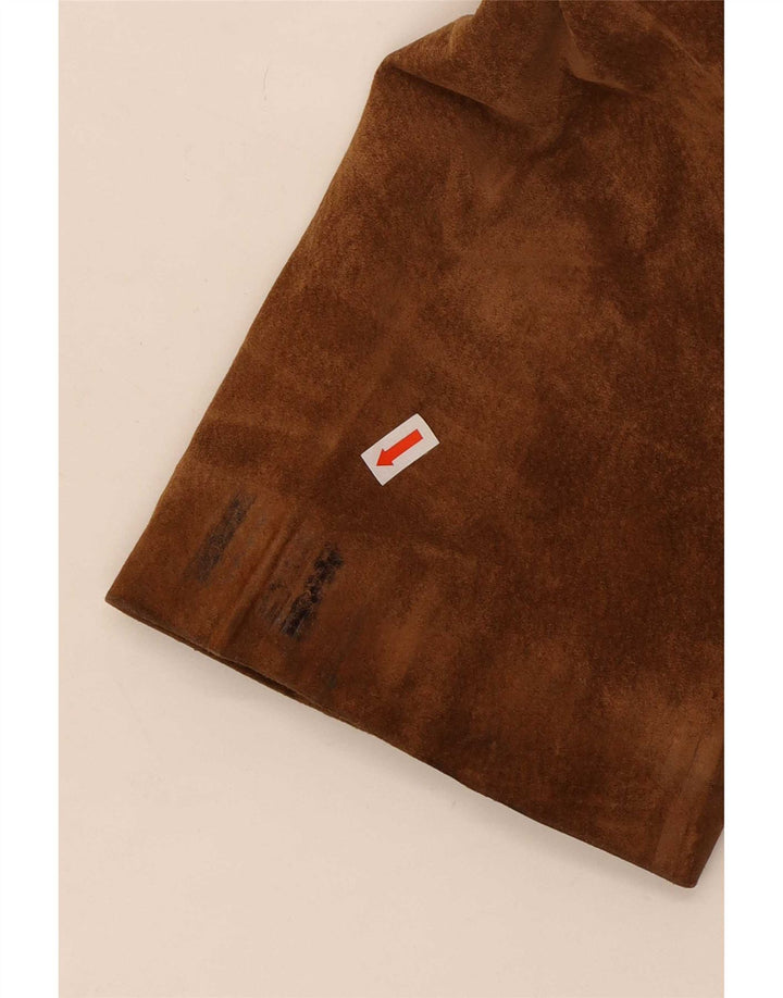 Sobretudo de camurça vintage feminino UK 14 marrom médio