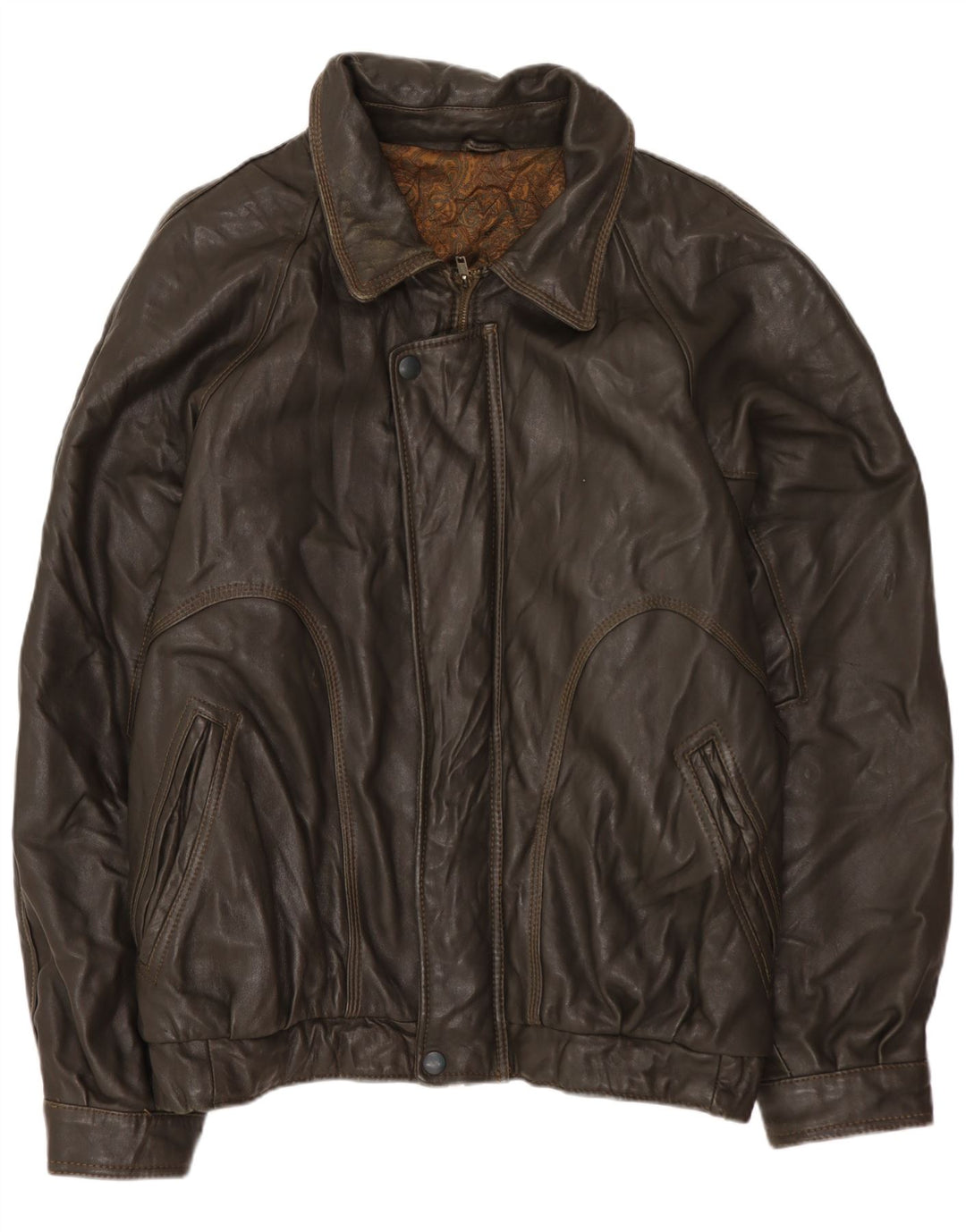 Jaqueta de couro masculina VINTAGE UK 42 XL marrom
