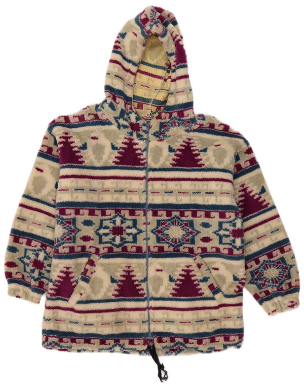 Jaqueta de lã com capuz feminina vintage UK 18 XL multicolorida Fair Isle