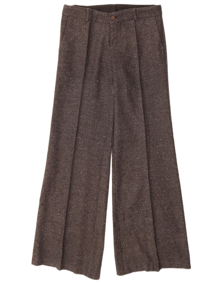 Calça casual feminina VINTAGE IT 40 pequena W28 L32 espinha de peixe cinza