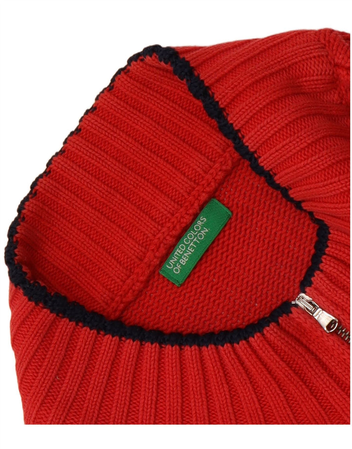 Suéter cardigã gráfico feminino Benetton Reino Unido 8 pequeno vermelho