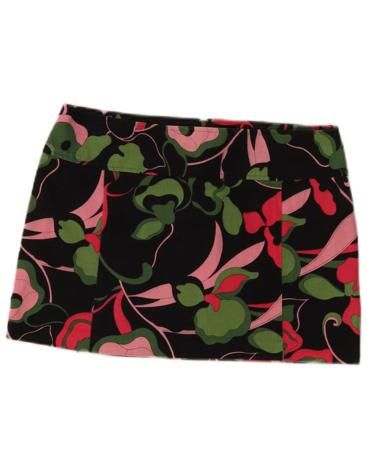 Mini saia feminina VINTAGE IT 42 médio W30 algodão floral preto