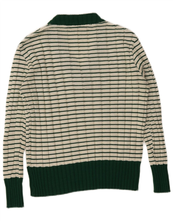 Suéter feminino vintage com decote em V IT 42 listrado verde médio