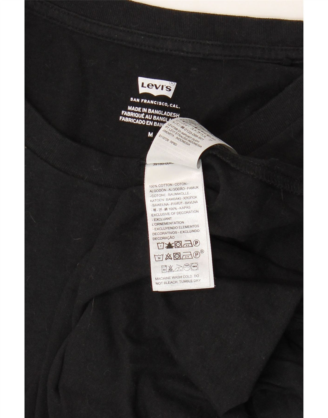 Camiseta feminina LEVI'S UK 12 algodão preto médio