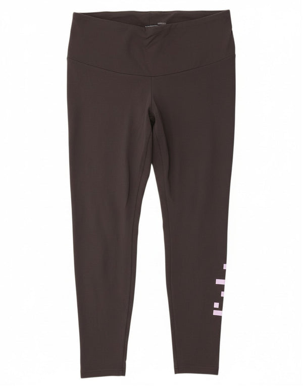 Adidas Womens Crop Graphic Leggings UK 20/22 XL Cinza Algodão